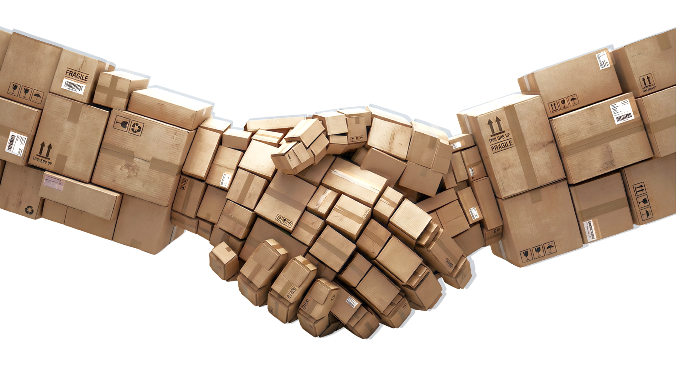 Handshake made of boxes